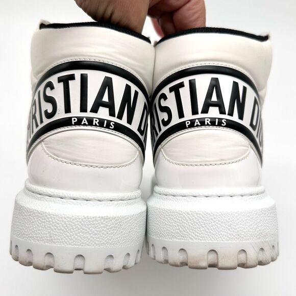 DIOR D-Player 'Quilted Nylon Hight Top Sneakers White Women’s Boots EU39.5 US9.5 - Picture 2 of 11
